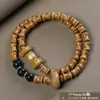 Pulseira de contas de oração budista de madeira crua natural, vendida a quente, sândalo dourado, sândalo Barbie, pulseira colecionável para homens e mulheres, fornecimento para live-stream
