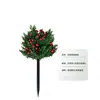 Planta verde artificial para insertar en el suelo, agujas de pino y follaje artificial, decoración de planta verde con frutos rojos, paisajismo de jardinería para el hogar, 103 mm PE