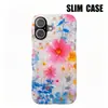 Funda para Teléfono Ins Flor Acuarela Rosa Suave Iphone18Pro Funda para Teléfono de Mujer 17 Cobertura Total Agujero Grande Estuche Duro