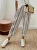 Roupas femininas transfronteiriças TEMU calças cropped florais boêmias mais vendidas para mulheres, calças casuais listradas largas com bolso
