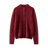 Suéter de malha escovada, cor sólida, novo estilo outono/inverno, 100% cashmere puro, gola alta parcial feminina, quente, manga longa, versátil