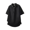 Camisa polo G-stone com meio zíper para homens, design de verão com costuras divididas, top de manga curta de caimento solto para meninos