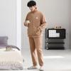 Pijama de invierno de polar coral con cremallera para hombre, cuello alto, se puede usar al aire libre, ropa de casa para papá, franela gruesa, cálida y simple
