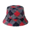 Gorro de Invierno para Mujer Transfronterizo Amazon Europa y América Moda Otoño e Invierno Color Geométrico Cuadros de Diamantes Sombrero de Pescador Imitación de Piel de Conejo para Mujer