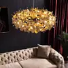 Luminária Pendente Criativa Nórdica em Aço Inoxidável com Pingente de Pétala Design Moderno Lâmpada para Sala de Estar Estrangeira Circular Luminária Decorativa para Quarto