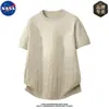 Camiseta Masculina NASA de Alta Qualidade Estilo Old Money Gola Redonda Manga Curta Verão Cor Sólida Versátil Casual Malha
