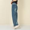 Cintura Alta, Solto, Perna Larga, Cores Contrastantes para Primavera, Verão e Outono, Peça de Roupa Exterior Slim e Artística, Calça Jeans Casual de Perna Reta para Mulheres, Versátil