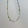 Collar de cuentas hecho a mano con piedras naturales de colores, personalidad de nicho de lujo ligero, accesorio versátil de perlas y turquesas estilo chino nuevo