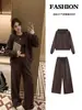 Cor Café Marrom Hoodie Casual Esportivo Calça Jaqueta Feminina 2026 Novo Outono Inicial Estilo Coreano Conjunto Completo