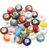 Cuentas de ábaco de cerámica vidriada en color con agujero grande, cuentas de rueda de cerámica de alta temperatura de colores vintage, accesorios para joyería de cuentas hechos a mano para DIY
