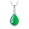 Collar colgante gota forma de calabaza piedra espiritual cuerpo jade verde auspicioso colgante cadena clavícula temperamento regalo de cumpleaños