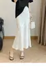 2026 Falda de Satén de Acetato Blanca de Cola de Pez de Cintura Alta, Suave, No Transparente, Estilo Chino de Gama Alta para Mujer Verano