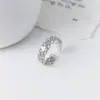 Anillo de Plata de Ley S925 Nalan con Diamante Único y Filigrana Hueca, Anillo de Commuter de Nicho Moderno y Elegante R03860