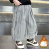 Pantalones de Chándal de Invierno Forrados de Polar para Niños Estilo Coreano Pantalones de Polar Holgados de una Sola Pieza para Niños Pantalones Versátiles Atractivos para Niños Pequeños y Medianos