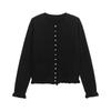 Moda de inverno comércio exterior novo casaco de malha gola redonda abotoamento simples manga longa estilo europeu e americano roupa feminina