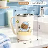 Vaso para Enjuague Bucal de Acero Inoxidable con Asa, Vaso para Cepillo de Dientes a Prueba de Moho y Resistente a Caídas, Vaso para Cepillo de Dientes Infantil de Dibujos Animados para el Hogar, Vaso para Enjuague Bucal de Pareja