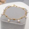 Pulsera de Perlas Redondas Perfectas Oro de 18K Simple Moda Apilable Pulsera Mismo Estilo de Blogger Perla Mejor Amiga Joyería de Mano Elegante