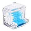 Caja transparente de acrílico para bastoncillos de algodón caja de almacenamiento de maquillaje almacenamiento de escritorio se puede usar para bastoncillos de algodón, palillos de dientes, aplicadores de maquillaje