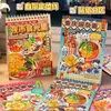 Pegatinas de Espiral Comida de Mercado Nocturno: Material de Collage de Comida Callejera en Miniatura y Estilo de Vida Urbano para Diarios