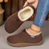 Zapatos de invierno para mujer transfronterizos, forrados de felpa para abrigar, mocasines sin cordones de ante sintético, casuales y versátiles, zapatos de algodón tipo slip-on de felpa