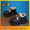 Mocassins Peludos para Mulheres 2025 Novos Outono e Inverno Sapatos Peludos Quentes Versáteis Aumentadores de Altura Pequenos Sapatos de Couro Plataforma Sapatos de Algodão com Solado Grosso