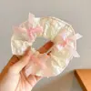 Scrunchie de Alta Qualidade Estilo Coreano para Mulheres, Elástico de Cabelo com Laço de Tecido da Moda, Acessório de Cabelo Corda para Coque Doce e Fofo