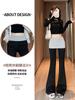Pantalones deportivos casuales estilo americano para mujer, primavera, corte holgado, costuras en color contrastante, corte ajustado, adelgazantes, combinan con todo, moda, micropolsillos, pantalones de yoga