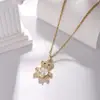 Colar de Urso para Mulheres Cheio de Pingentes de Diamantes e Zircônias, Luxo Acessível e Design de Nicho de Alta Qualidade Corrente de Suéter Colar para Clavícula de Aço Titânio