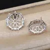 Conjunto de Pingente, Anel e Brincos de Prata S925 Estilo Girassol com Pérola e Madre-pérola Vazio 15.3-15.5mm Montagem 6166
