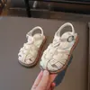 Sandalias de Media Punta para Niñas Estilo Coreano Verano 2025 Nuevas Ligeras Estilo Bebé Sandalias Trenzadas Zapatos de Playa Modernos