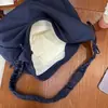 Bolso Bandolera de Estilo Coreano Ins con Pliegues y Cordón Ajustable, de un Solo Hombro, Cruzado, Gran Capacidad, Nube, Color Puro, Simple, para Viajar, Compras, para Mujer