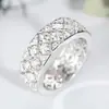 Anel de diamante quadrado de platina Anel feminino quadrado todo cravejado de diamantes moda super brilhante luxo grande