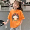 Camiseta de Algodón Puro de Manga Corta Nueva para Niñas 2026, Top Holgado de Verano, Ropa Infantil Mediana y Grande, Camiseta Estampada, Camiseta de Manga Media para Niños