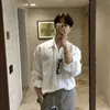 ASCLO Estilo Coreano Camisa Simple de Viajero para Hombre Diseño Nicho Moda Celebridad de Internet Alto Sentido Camisa de Manga Larga Nuevo Estilo