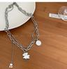 Collar de Oso Doble Capa Europeo y Americano Cadena para Suéter de Mujer Accesorios de Collar para Sudadera Otoño e Invierno Cadena para Clavícula Antidesvanecimiento Collar de Acero de Titanio