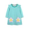 26 Outono Novo Vestido de Menina Estilo Europeu e Americano Vestido de Princesa da Moda Aplique de Flor de Desenho Animado Vestido Infantil Listrado Transfronteiriço