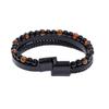 Pulsera de cuero de aleación para hombre, nueva pulsera de piedra natural con cuentas de ojo de tigre y piedra volcánica, de estilo europeo y americano. Fabricantes.