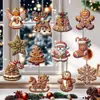 Enfeites de Árvore de Natal Decorações de Pão de Gengibre Enfeites de Natal Fofo de Inverno Rena Floco de Neve Papai Noel Enfeites de Madeira