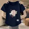 Camiseta de mujer estilo chino para comercio exterior transfronterizo con superávit, ropa de mujer talla grande, top holgado, manga corta, hombro normal, nueva manga corta estilo chino