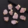 Pingente Bruto de Pedra Natural Quartzo Rosa Irregular Cobre Puro Decoração Pendente Acessórios para Joias DIY Colar de Pedra Bruta Cristal Cruzamento