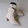 Botas de Cuero Moda Otoño e Invierno Europeas y Americanas Botas para Mujer Zapatos de Tacón Alto Puntiagudos Amazon Talla Grande Botas de Cuero