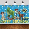 Telón de fondo de Toy Story de Dibujos Animados Suministros de Decoración para Fiesta de Cumpleaños Infantil Montaje de Escena Pancarta de Cumpleaños