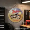 Comércio Exterior Estilo Americano Sinal Temático de Motociclista para Passeio de Moto 20/30cm Redondo Corda de Cânhamo Pendurado Pintura em Chapa de Estanho