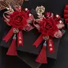 Nuevo Corsage de Boda de Novio y Novia de Gama Alta de Moda, Juego Completo Familiar de Rosas Chinas para Dar la Bienvenida a Ambos Padres