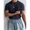Camisa de Tricô Gola Redonda Listrada Manga Curta, Camiseta Masculina Manga Longa Estilo Britânico Madura Business Slim Fit Muscular, Atacado Transfronteiriço de Comércio Exterior
