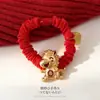 Goma para el pelo hecha a mano de color rojo, tamaño grande, estilo nuevo, cuerda de pelo del Año del Caballo, goma para el pelo de mujer, banda elástica, accesorio para el pelo, anillo para el pelo, accesorio para la cabeza