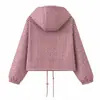 Fábrica de Ropa para Mujer Transfronteriza Venta al por Mayor 2026 Estilo Caliente Moda Ins Temperamento Moda Chaqueta Abrigo con Capucha a Cuadros
