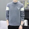 Venda Quente Transfronteiriça Suéter Masculino Gola Semi-Alta de Pelo Sintético Confortável Espessado Malha Fábrica Direta de Malhas Masculinas