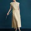 ColecciónSuper Pequeño SolLujo Ligero Estilo Minimalista Vestido Midi de Un Hombro sin Mangas para Mujer Elegante Drapeado