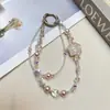 Cadena de Teléfono de Gama Alta con Perlas y Cristales, Llavero Accesorio Corto y Exquisito, Diseño de Nicho